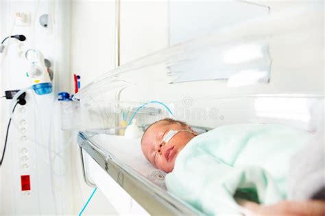 Premature Born Child Through Hospital Crib Glass Stock Image Image Of