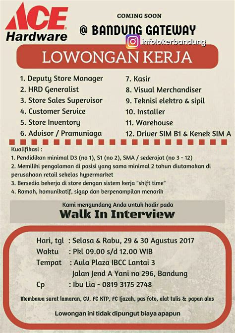 Formasi cpns kementerian esdm yang minim pelamar. Lowongan kerja Ace Hardware ( Walk in Interview ) Bandung ...