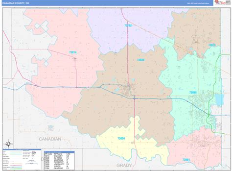 Canadian County Ok Wall Map Color Cast Style By Marketmaps