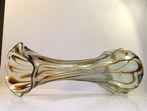 Large Art Nouveau Glass Vase With Amber Threading 1910s For Sale At Pamono
