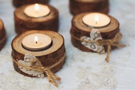 20 Set Rustic Candle Holders Valentine Table Decor Wood Tealight