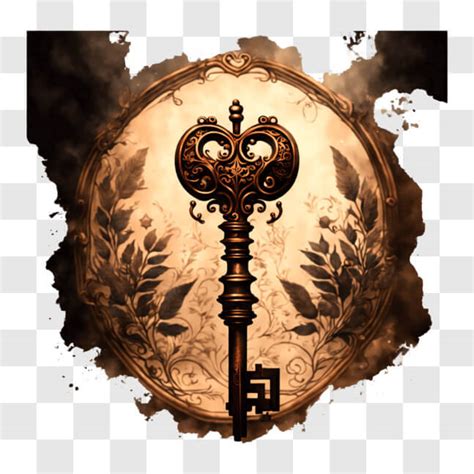 Download Ornate Key in Circular Frame - Stock Photo PNG Online