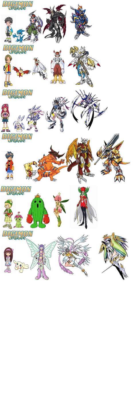 This unlikely trio must now fight with their partner digimon created from the mysterious blue card and stop the impending doom that is coming their way. Digimon upgrade characters by pokewomon on DeviantArt