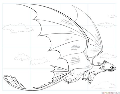 How To Draw Toothless Flying Step By Step Drawing Tutorials