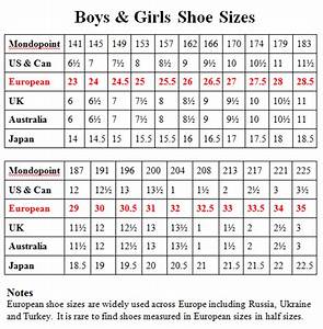 Shoe Size Chart Shooshdesign