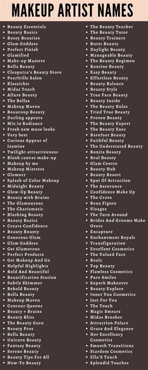 350 Catchy Makeup Artist Business Names Find A Name Makeup Artist