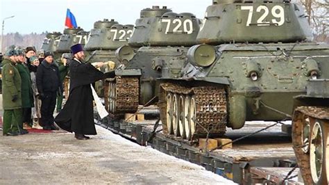 Trainload Of Vintage T Tanks Wows Russians Bbc News