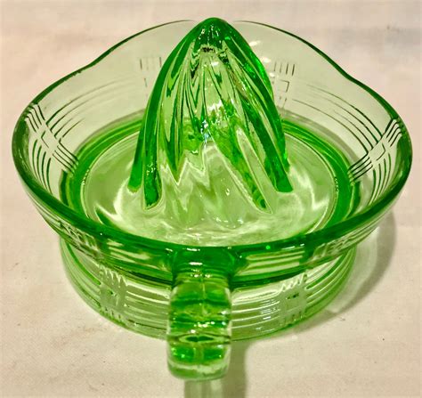 Vintage Green Depression Glass Juicer
