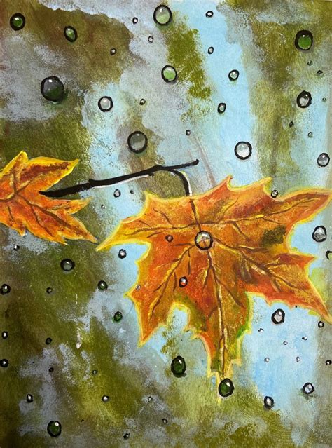 Acrylic Painting Of Autumn Leaves Painted Leaves Painting Painting