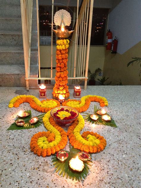 Simple Flower Decorations Flower Rangoli Diwali Decorations