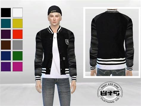 Leather Sleeves Baseball Jacket The Sims 4 Catalog Sims 4 Clothing
