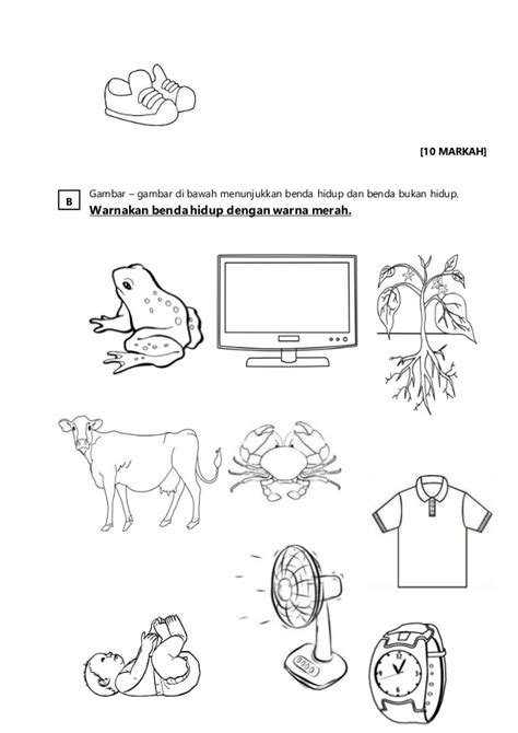 Benda hidup dan benda bukan hidup. DST TAHUN 1