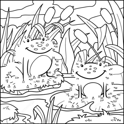 Printable coloring pages for kids of all ages. Two Frogs dot to dot | Free Printable Coloring Pages
