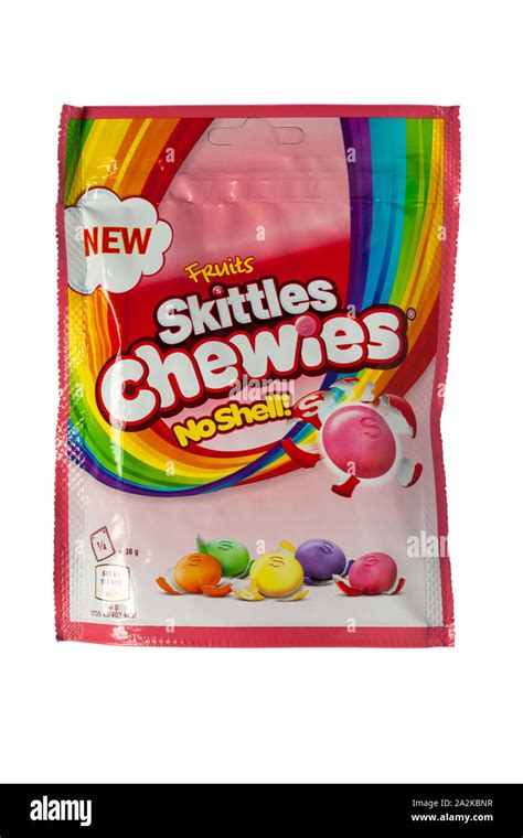 Packet Of Fruits Skittles Chewies Sweets No Shell Isolated On White
