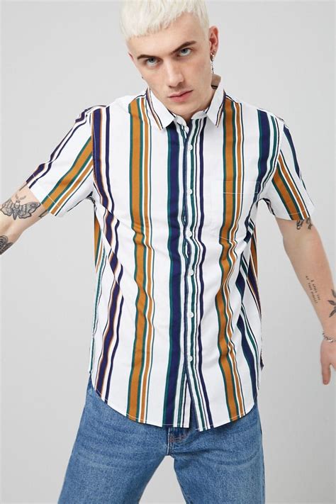 Camisa Rayas Manga Corta Hombre Forever Eu Espa Ol Camisas De Moda Hombre