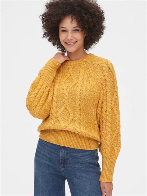 Marled Cable Knit Crewneck Sweater Gap Cable Knit Cable Knit