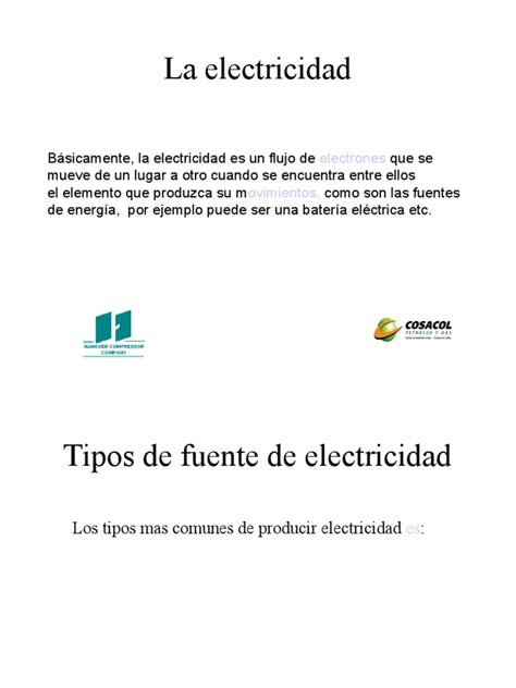 Presentacion Electricidad1 Pdf Corriente Eléctrica Energia Electrica