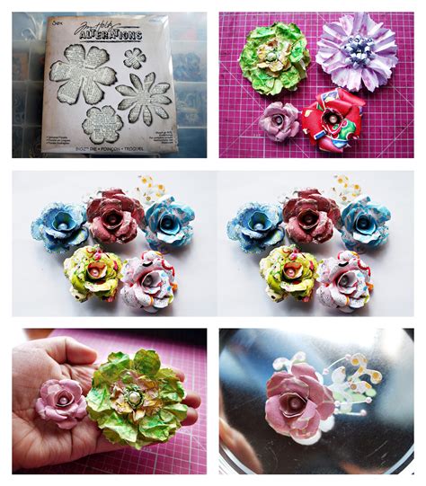 A Few Of My Thoughts Handmade Flowers Using Tim Holtz Dies