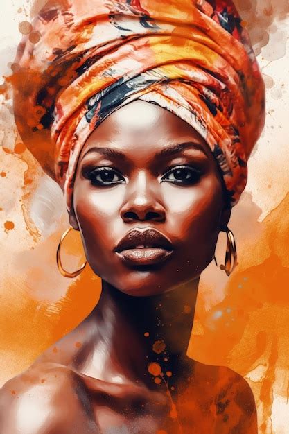 Premium AI Image Vibrant Abstract Portrait Of African Woman In Orange Fashion And Beauty Concept