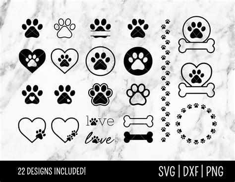 Dog Paw Print Svg Bundle File Dog Bone Clip Art Cat Dog Etsy Canada