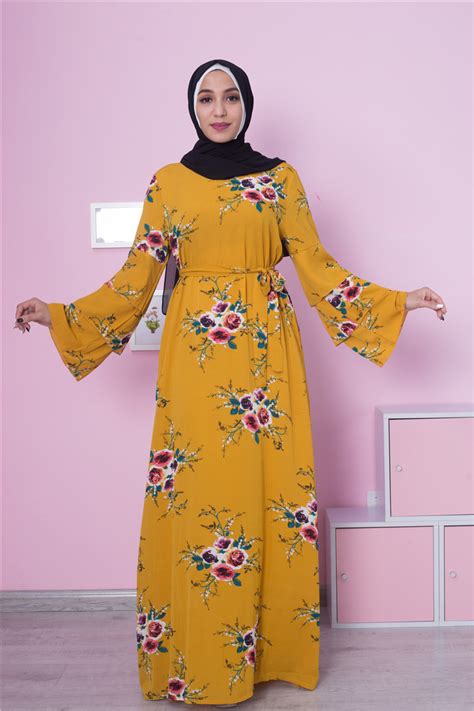2019 New Arrivals Islamic Dresses Floral Malaysia Women Islamic Abaya