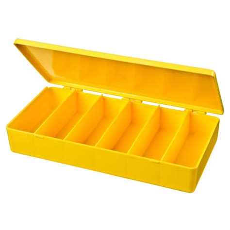 M Series Yellow Polypropylene Box With 6 Compartments 8 L X 4 W X 1