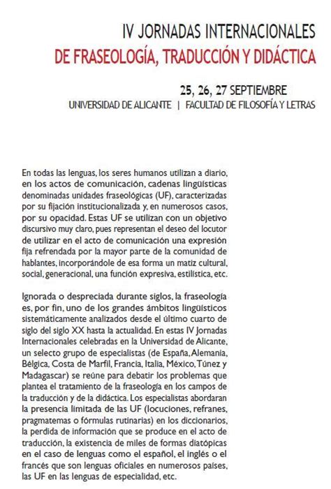 Iv Jornadas Internacionales De FraseologÍa TraducciÓn Y DidÁctica Laboratorio De Idiomas