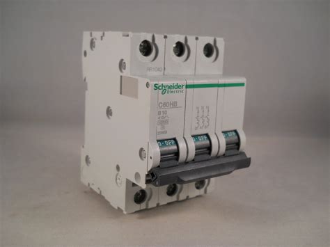 Schneider Mcb 10 Amp Triple Pole 3 Phase Type B 10a C60hb310 Merlin