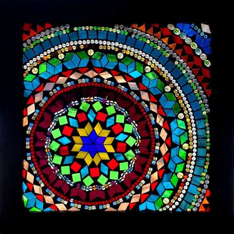 Stained Glass Mosaic Beaded Geometric Mandala Etsy Mosaic Glass