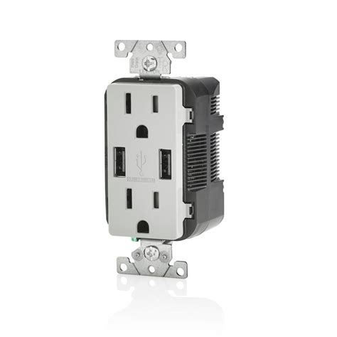 Leviton Decora 15 Amp Tamper Resistant Duplex Outlet And 36 Amp Usb