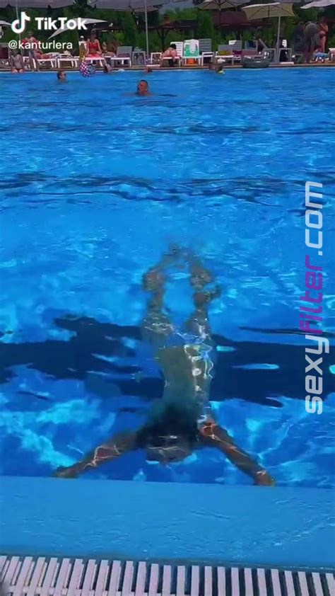 Sexy Lera Kantur Shows Cleavage In Blue Bikini Top At The Swimming Pool