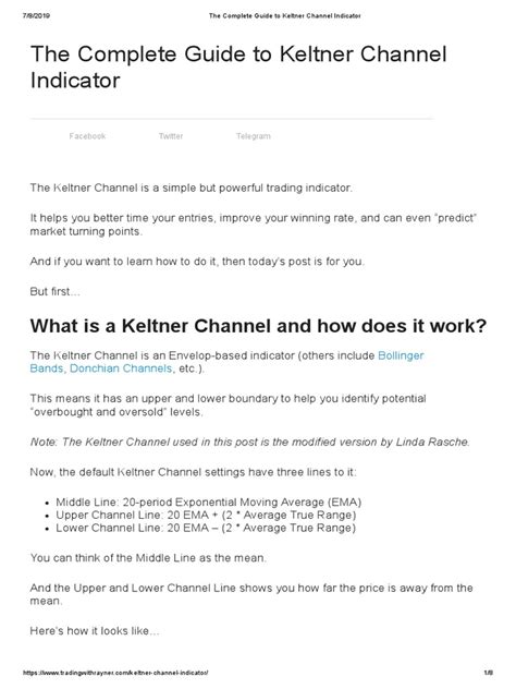 The Complete Guide To Keltner Channel Indicator Pdf Financial