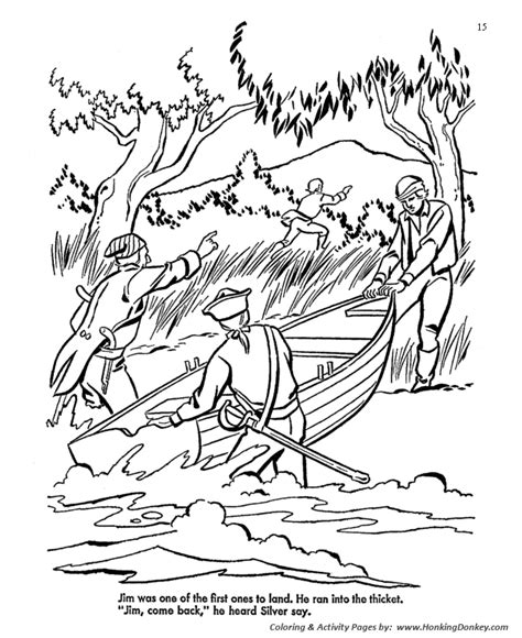 Treasure Island Pirate Coloring Pages Jim Hawkins Runs Away From