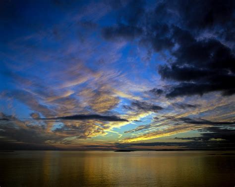 Wallpaper Horizon Sea Sunset Sky Clouds Hd Widescreen High