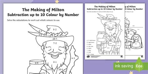 The Making Of Milton Subtraction Colour By Number Twinkl