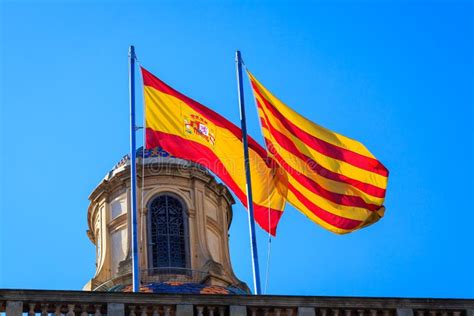 Spanish And Catalan Flags Stock Photo Image Of Catalonia 12891312