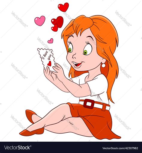 Romantic Cartoon Girl Royalty Free Vector Image