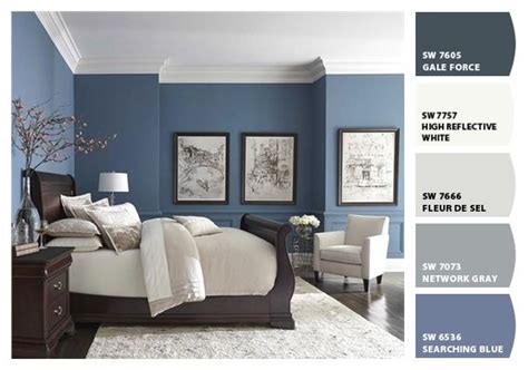 I want to decorate my bedroom, i have a vaulted ceiling and planning on painting the wall right in front of the door with sw krypton. Paint colors from ColorSnap by Sherwin-Williams | Blue ...