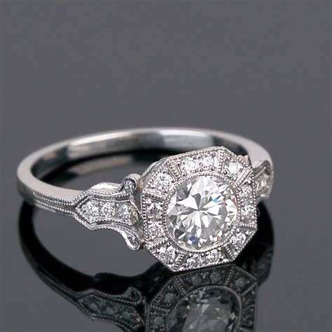 Vintage Platinum And Diamond Bezel Set Engagement Ring