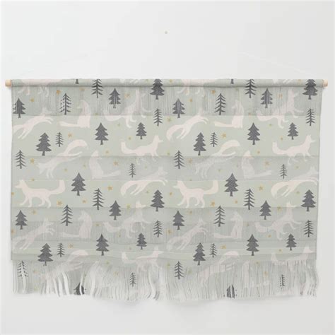 Nostalgic Foxes Light Pine Wall Hanging Polyester Yarn Cotton Yarn