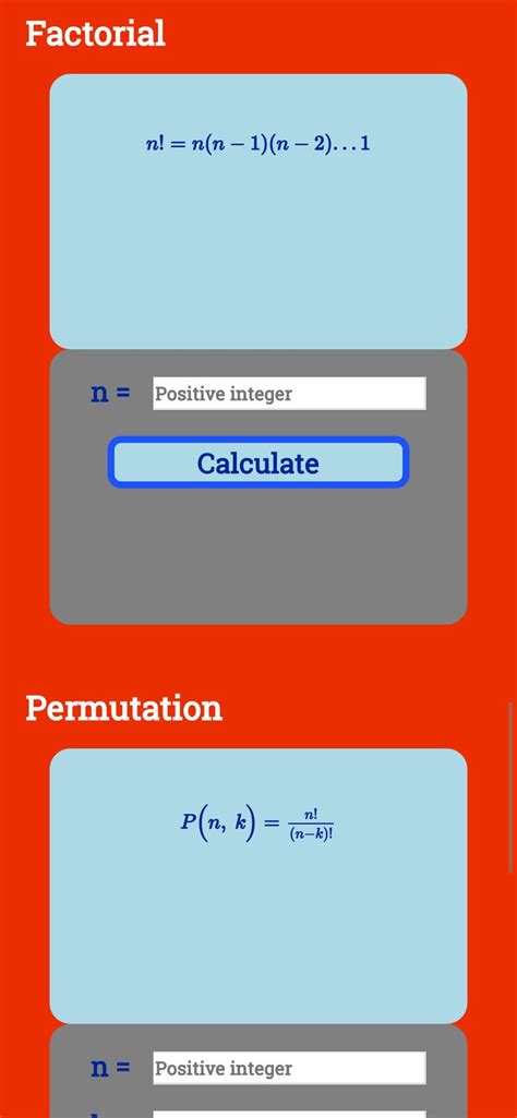 Factorial Permutation Combination Calculator Calculator Permutations