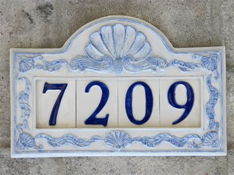 Custom Hand Painted Ceramic House Number Tile Placque Or