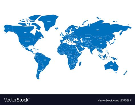 Simplified Map World In Blue Schematic Royalty Free Vector