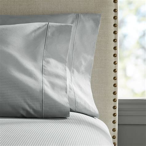Hotel Style 600 Thread Count 100 Luxury Cotton Sheet Set Queen Striped Soft Silver Walmart