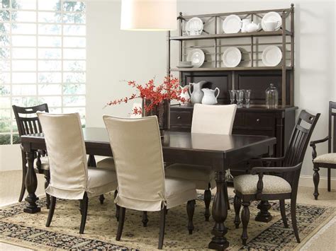 Exposed feet with faux wood finish. Slipcovered Dining Chairs - HomesFeed