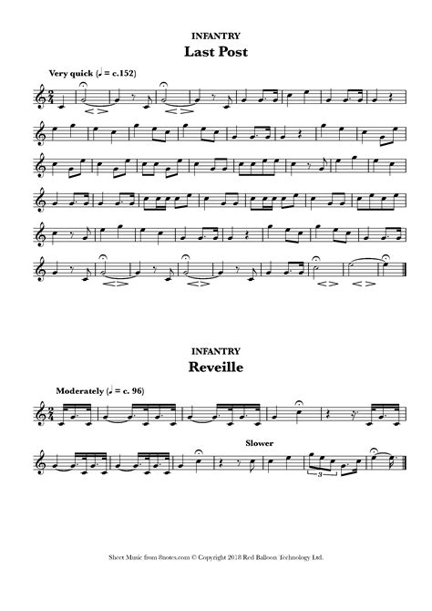 Last Post And Reveille Infantry Sheet Music For Trumpet