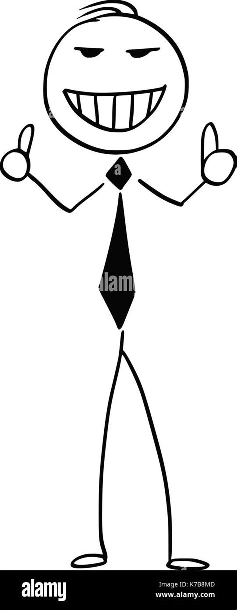 Cartoon Stick Man Illustration Of Smiling Business Man Businessman