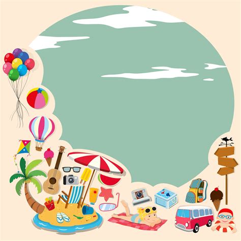 Border Design With Beach Objects 433647 Vector Art At Vecteezy