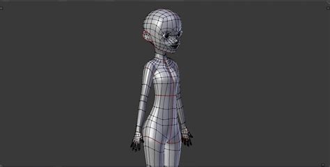 anime girl base mesh rigged clean topology free 3d mo