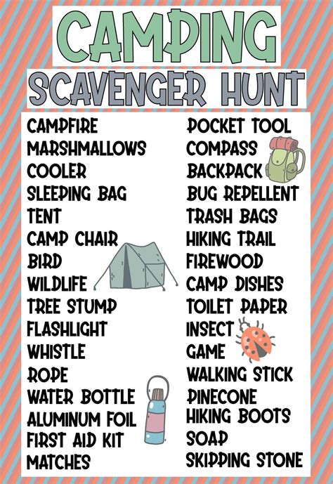 Free Camping Scavenger Hunt Printable For Kids Reverasite